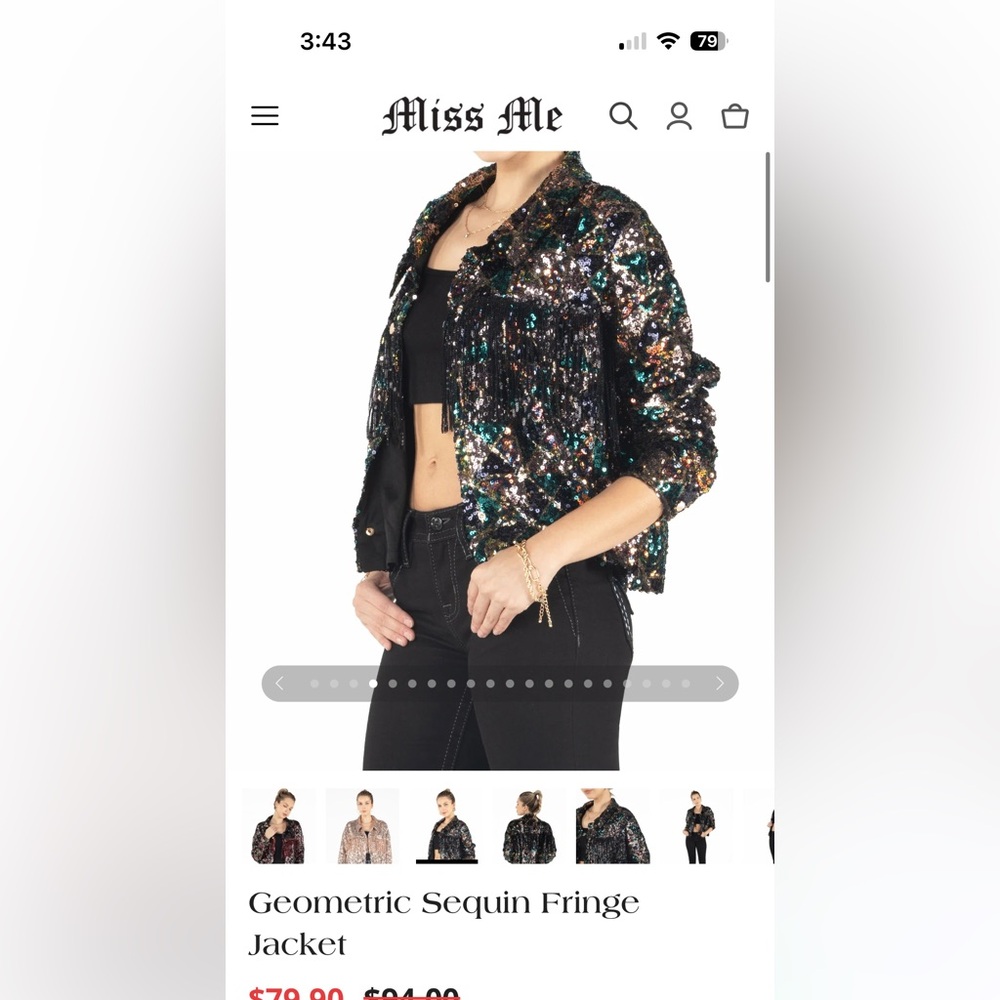 Miss Me geometric sequin fridge jacket